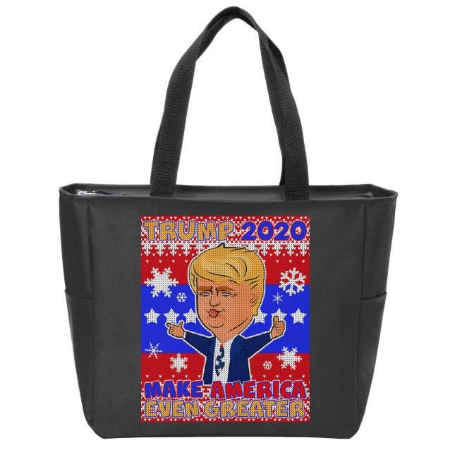 Trump Make America Even Greater Ugly Christmas Sweater Zip Tote Bag