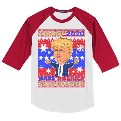 Trump Make America Even Greater Ugly Christmas Sweater Kids Colorblock Raglan Jersey