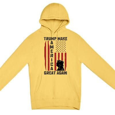 Trump Make America Great Again Distress Flag Premium Pullover Hoodie