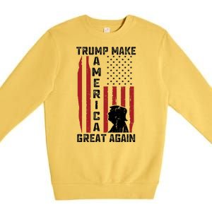 Trump Make America Great Again Distress Flag Premium Crewneck Sweatshirt