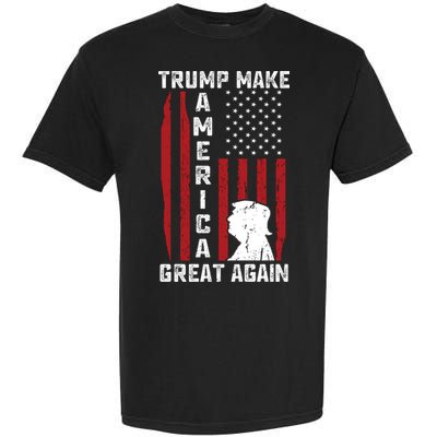 Trump Make America Great Again Distress Flag Garment-Dyed Heavyweight T-Shirt