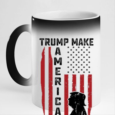 Trump Make America Great Again Distress Flag 11oz Black Color Changing Mug