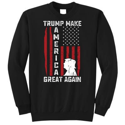 Trump Make America Great Again Distress Flag Sweatshirt