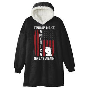 Trump Make America Great Again Distress Flag Hooded Wearable Blanket