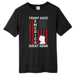 Trump Make America Great Again Distress Flag Tall Fusion ChromaSoft Performance T-Shirt