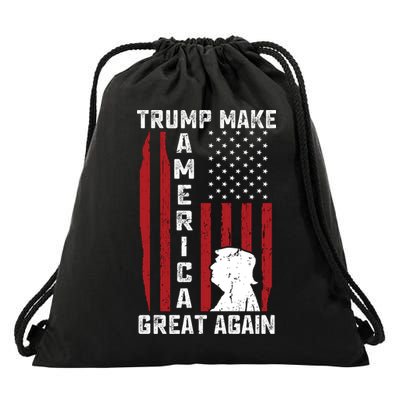 Trump Make America Great Again Distress Flag Drawstring Bag
