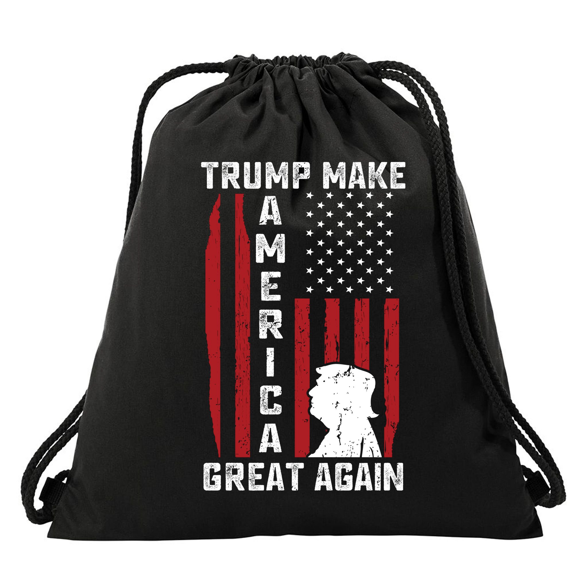 Trump Make America Great Again Distress Flag Drawstring Bag
