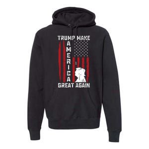 Trump Make America Great Again Distress Flag Premium Hoodie