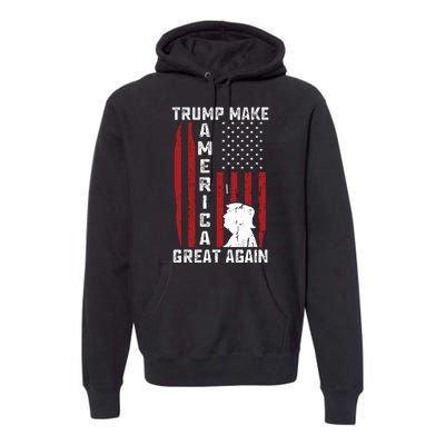 Trump Make America Great Again Distress Flag Premium Hoodie