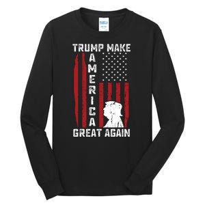 Trump Make America Great Again Distress Flag Tall Long Sleeve T-Shirt