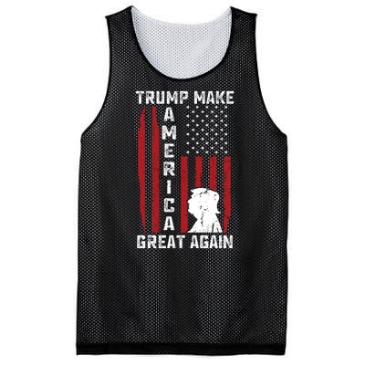 Trump Make America Great Again Distress Flag Mesh Reversible Basketball Jersey Tank