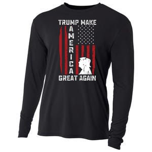 Trump Make America Great Again Distress Flag Cooling Performance Long Sleeve Crew