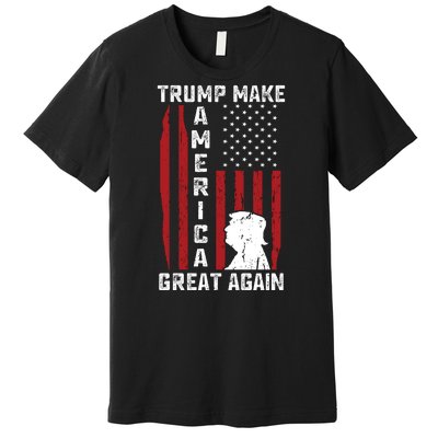 Trump Make America Great Again Distress Flag Premium T-Shirt