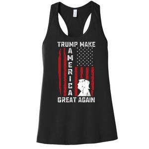 Trump Make America Great Again Distress Flag Women's Racerback Tank