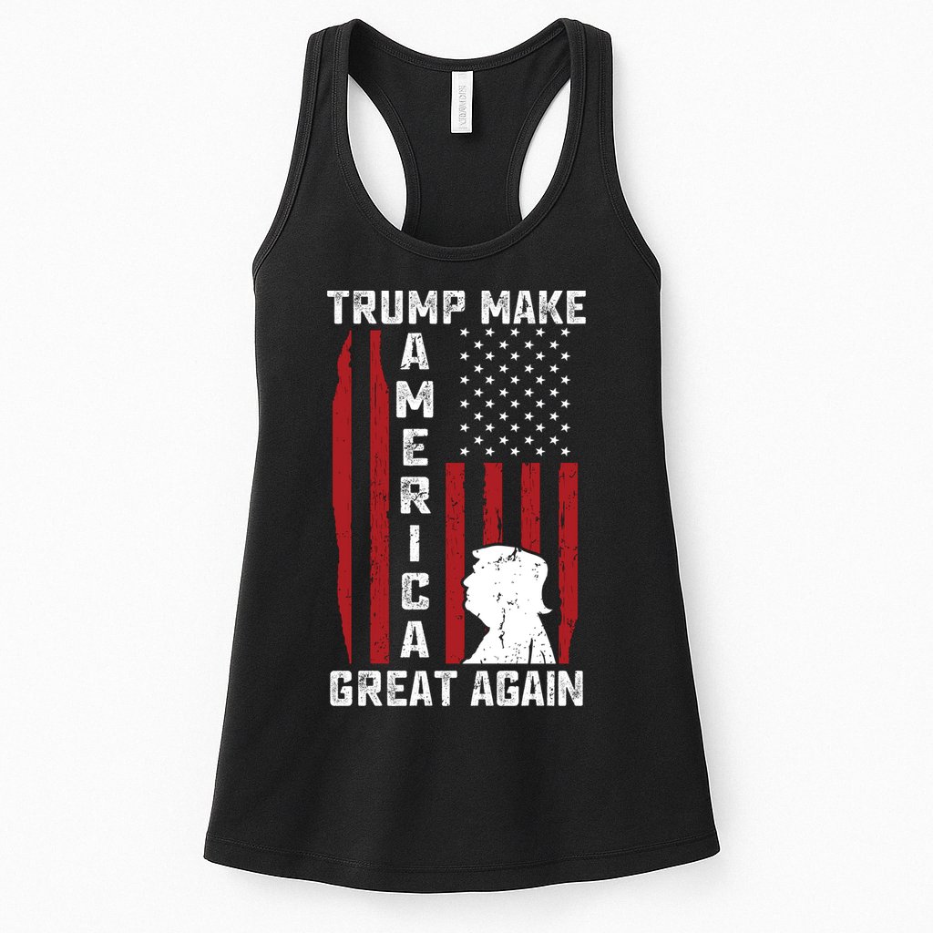 Trump Make America Great Again Distress Flag Womens Tank Top