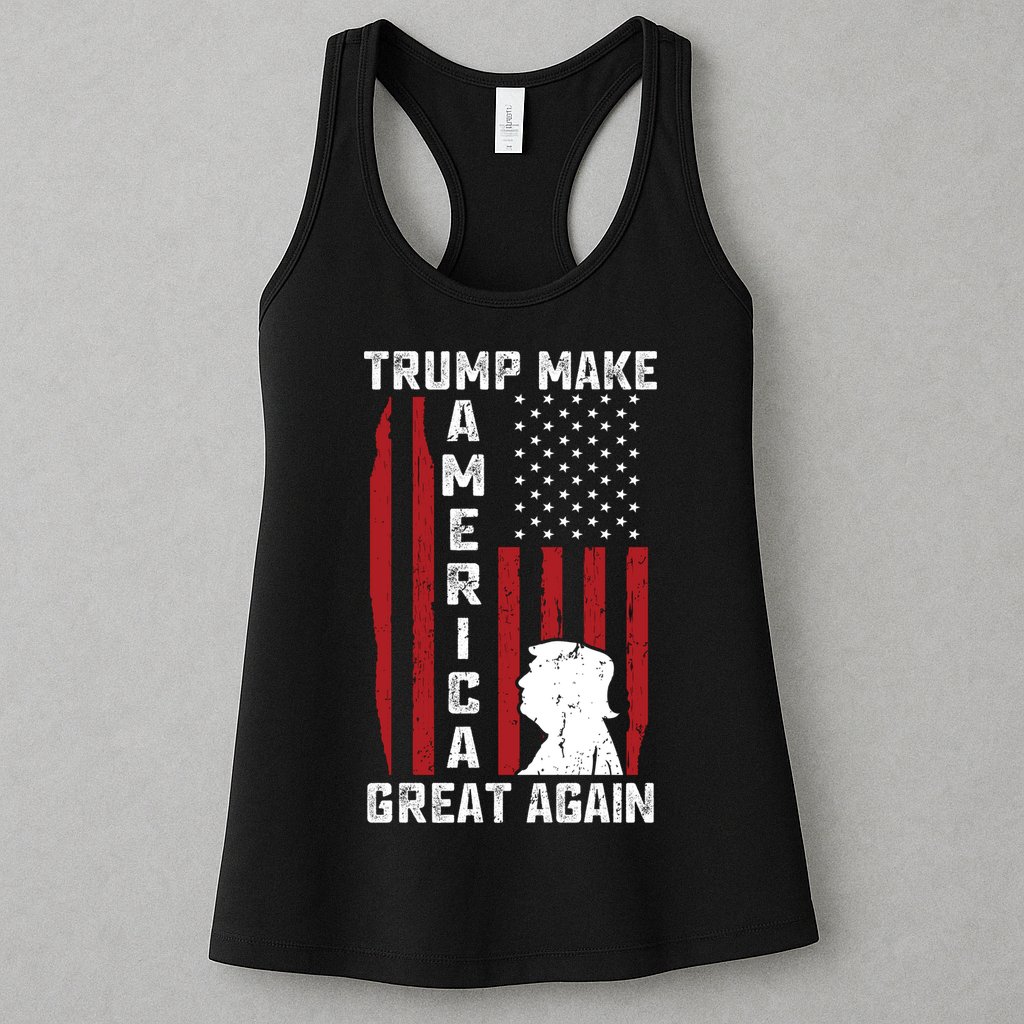 Trump Make America Great Again Distress Flag Womens Tank Top