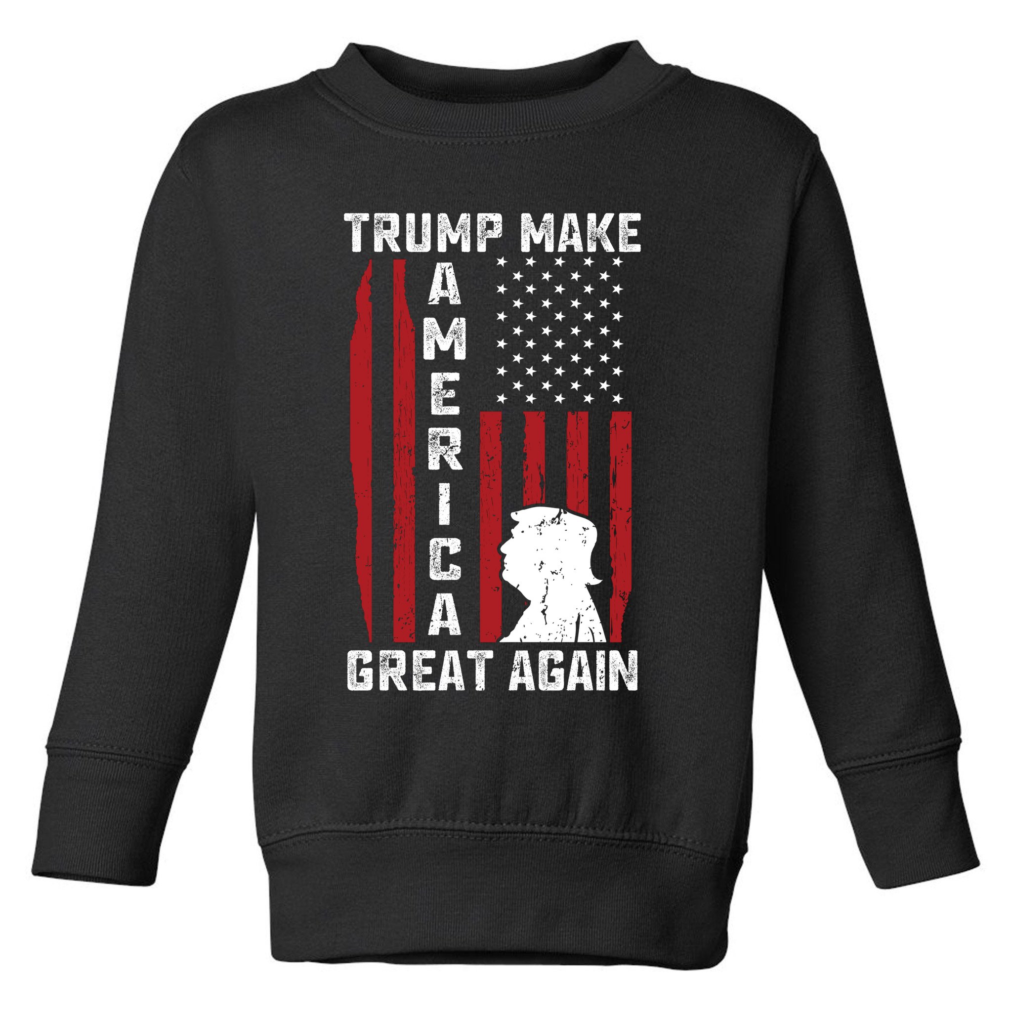 Trump Make America Great Again Distress Flag Toddler Sweatshirt