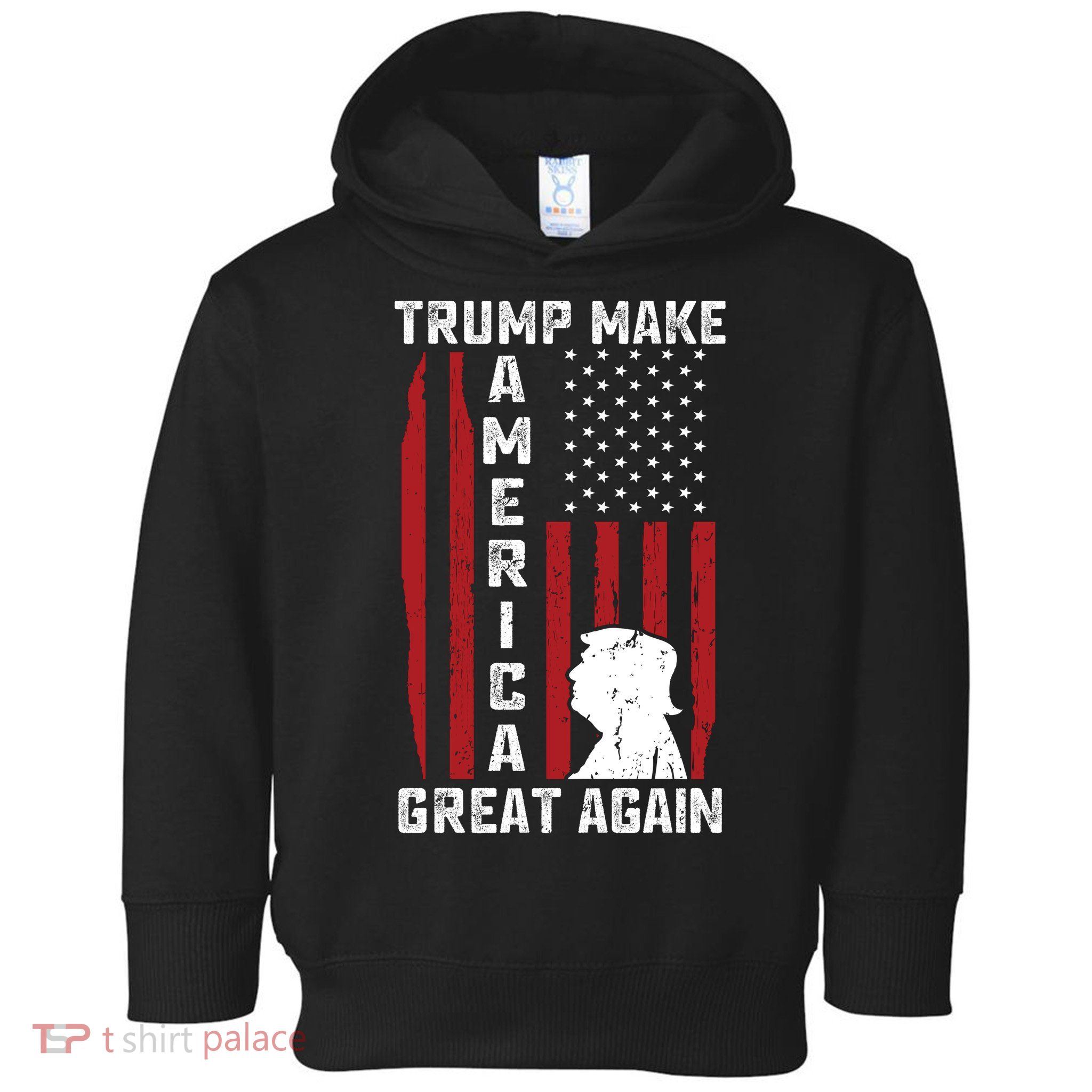 Trump Make America Great Again Distress Flag Toddler Hoodie