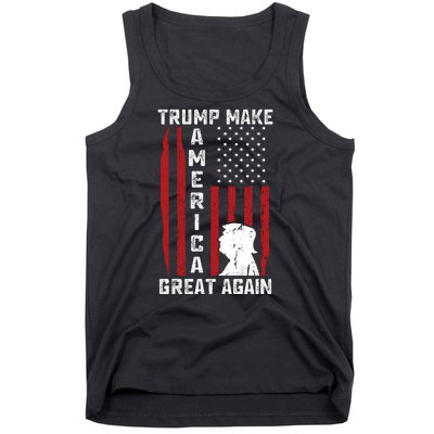 Trump Make America Great Again Distress Flag Tank Top