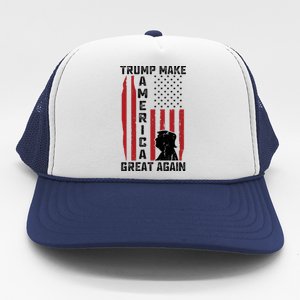 Trump Make America Great Again Distress Flag Trucker Hat