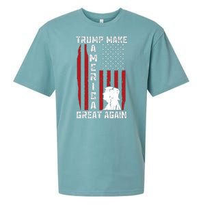 Trump Make America Great Again Distress Flag Sueded Cloud Jersey T-Shirt