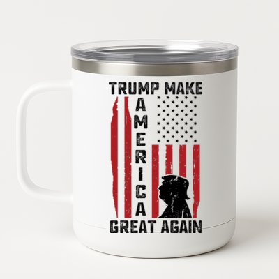 Trump Make America Great Again Distress Flag 12 oz Stainless Steel Tumbler Cup