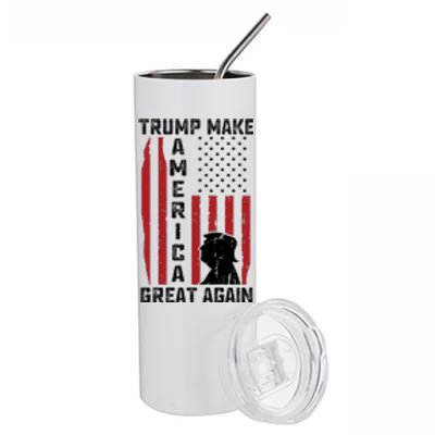 Trump Make America Great Again Distress Flag Stainless Steel Tumbler