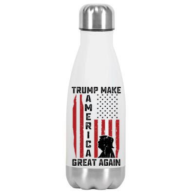 Trump Make America Great Again Distress Flag Stainless Steel Insulated Water Bottle