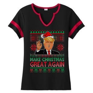 Trump Make Christmas Great Again Ugly Ladies Halftime Notch Neck Tee