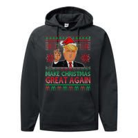 Trump Make Christmas Great Again Ugly Performance Fleece Hoodie