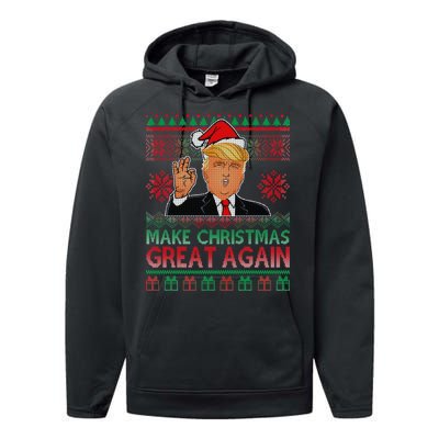 Trump Make Christmas Great Again Ugly Performance Fleece Hoodie