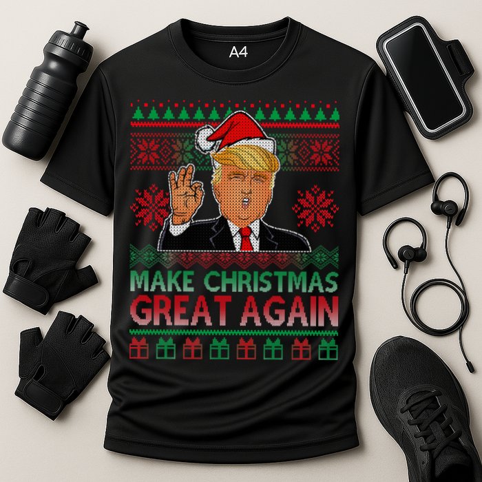 Trump Make Christmas Great Again Ugly Cooling Performance Crew T-Shirt