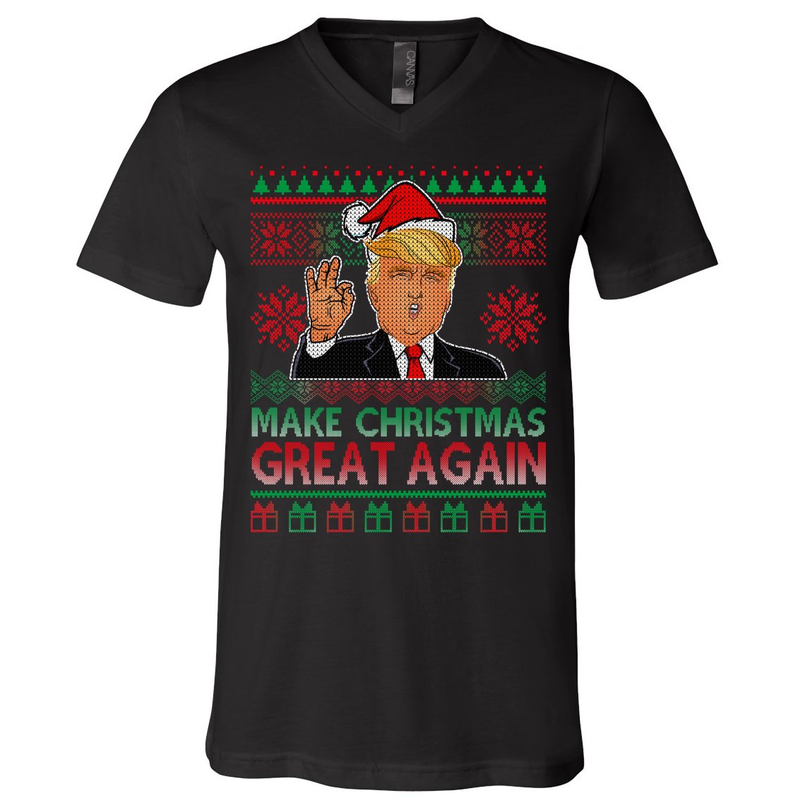 Trump Make Christmas Great Again Ugly V-Neck T-Shirt