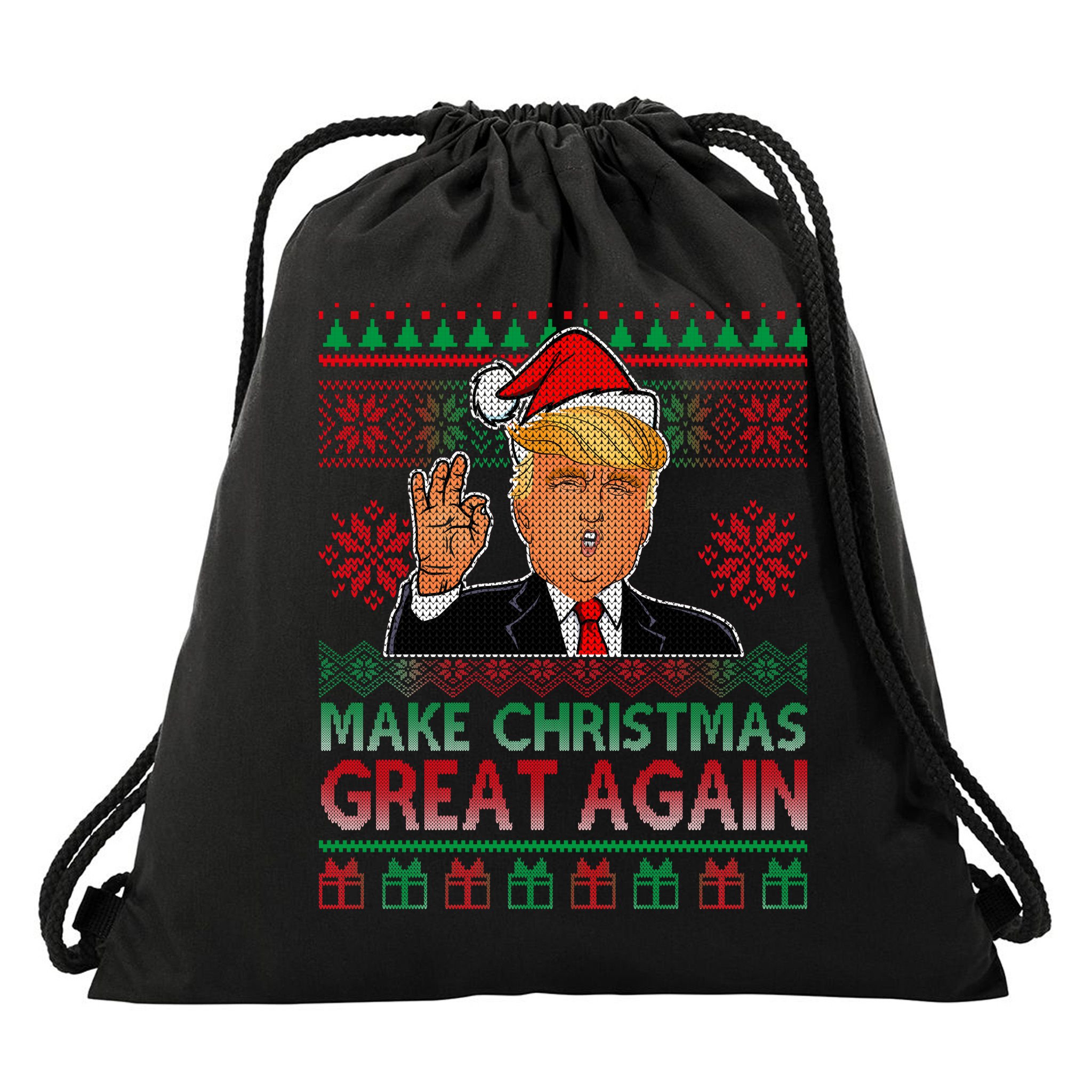Trump Make Christmas Great Again Ugly Drawstring Bag