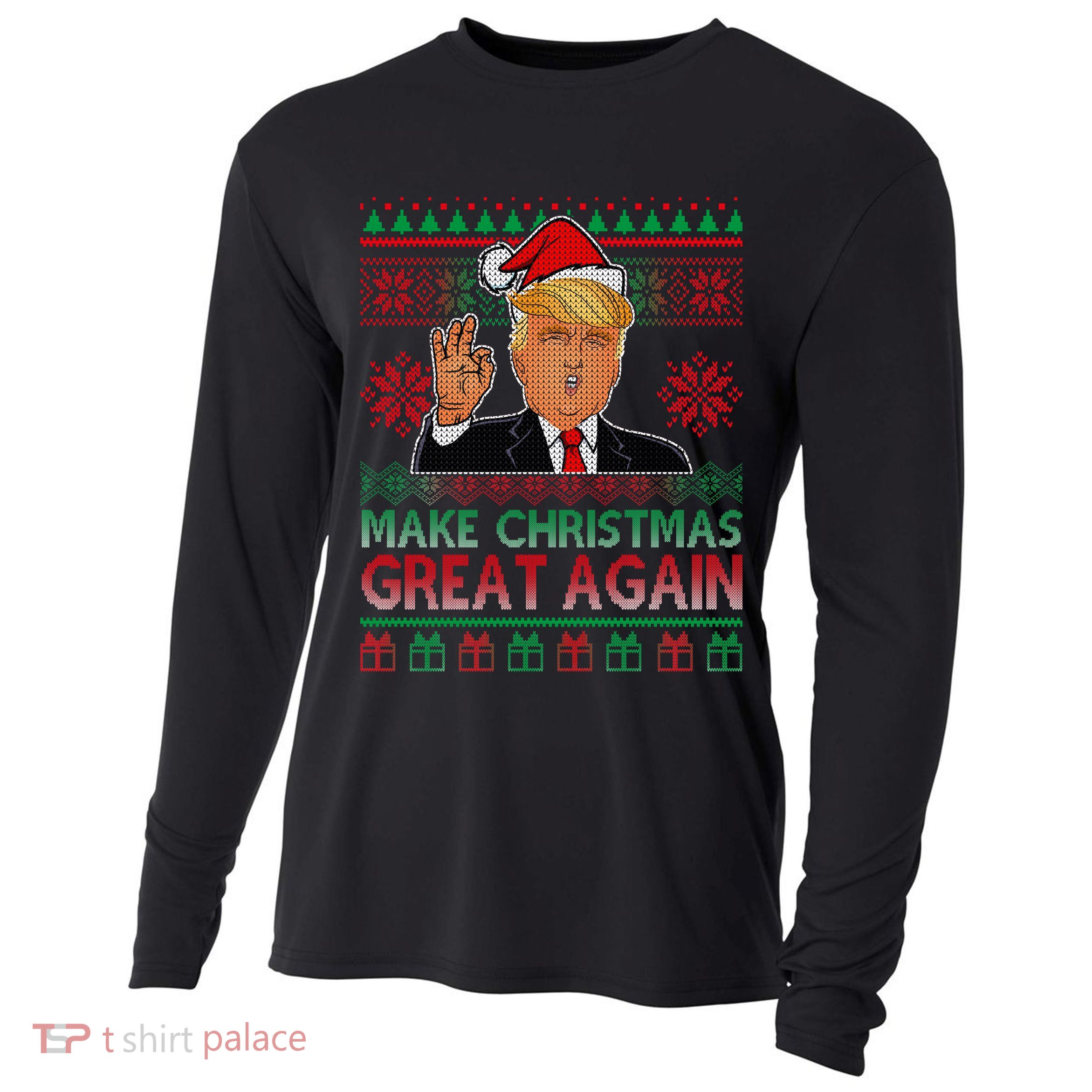 Trump Make Christmas Great Again Ugly Cooling Performance Long Sleeve Crew
