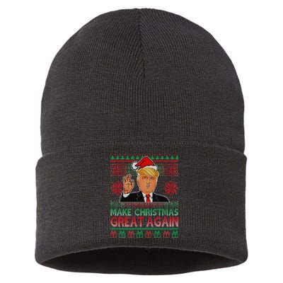 Trump Make Christmas Great Again Ugly Sustainable Knit Beanie