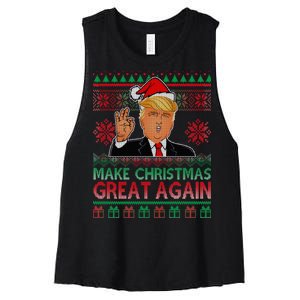 Trump Make Christmas Great Again Ugly Women's Racerback Cropped Tank