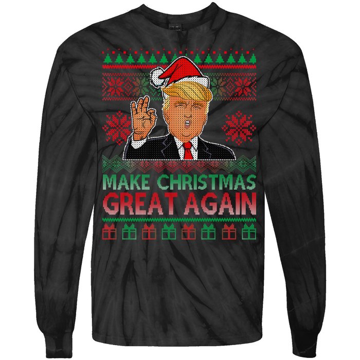 Trump Make Christmas Great Again Ugly Tie-Dye Long Sleeve Shirt