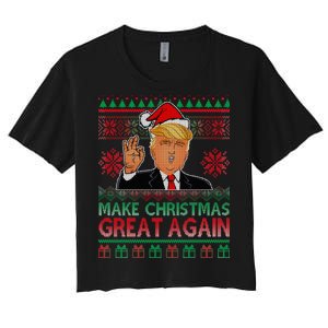 Trump Make Christmas Great Again Ugly Women's Crop Top Tee