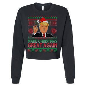 Trump Make Christmas Great Again Ugly Cropped Pullover Crew