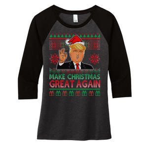 Trump Make Christmas Great Again Ugly Women's Tri-Blend 3/4-Sleeve Raglan Shirt