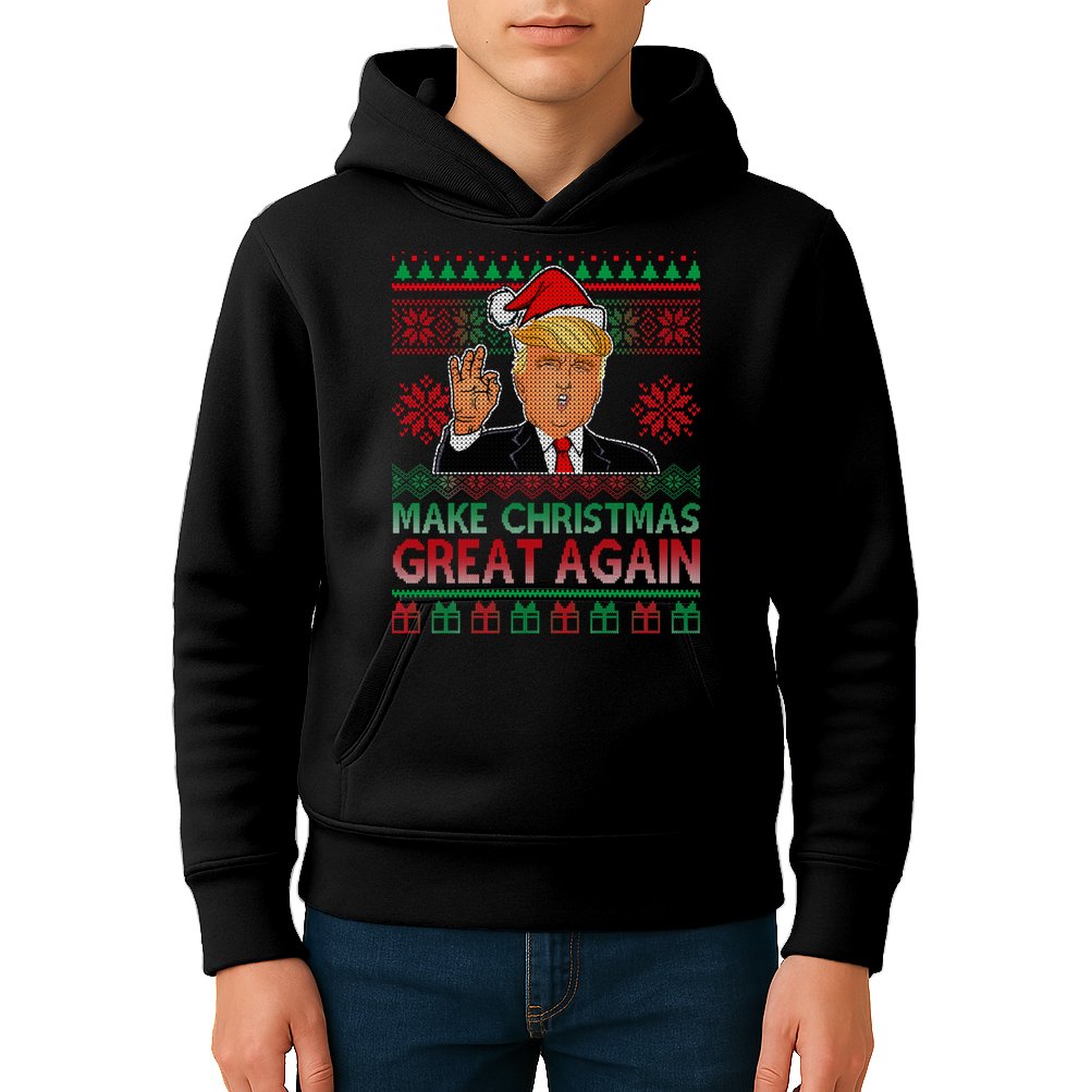 Trump Make Christmas Great Again Ugly Kids Hoodie