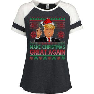 Trump Make Christmas Great Again Ugly Enza Ladies Jersey Colorblock Tee