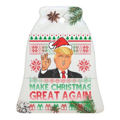 Trump Make Christmas Great Again Ugly Ceramic Bell Ornament