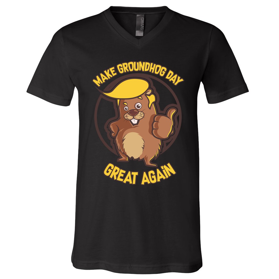 Trump Make Groundhog Day Great Again V-Neck T-Shirt