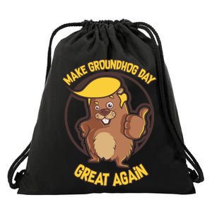 Trump Make Groundhog Day Great Again Drawstring Bag