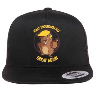 Trump Make Groundhog Day Great Again Flat Bill Trucker Hat