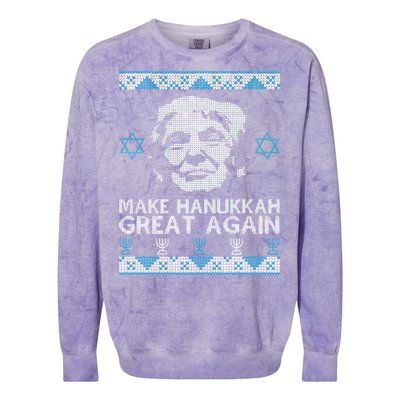 Trump Make Hanukkah Great Again Ugly Colorblast Crewneck Sweatshirt