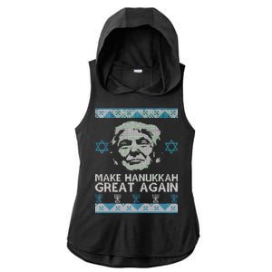 Trump Make Hanukkah Great Again Ugly Ladies PosiCharge Tri-Blend Wicking Draft Hoodie Tank