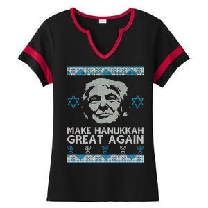 Trump Make Hanukkah Great Again Ugly Ladies Halftime Notch Neck Tee